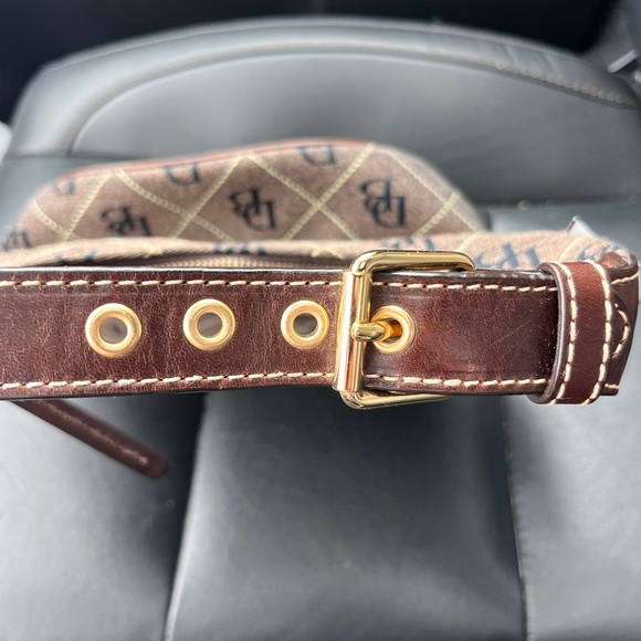 Vintage Y2K Dooney & Bourke Tan With Brown leather trim Small Hobo Bag - Picture 4 of 8